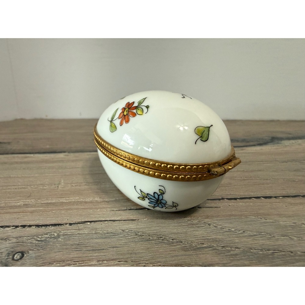 Tiffany & Co Limoges France Hand Painted Porcelain Egg Trinket Floral Dragonfly - Picture 4 of 11